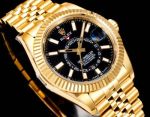 AR Factory Rolex Sky-dweller 42*14.5mm 316L Steel Gold Jubilee Bracelet 9002 Movement Black Watch